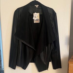 Lily Star Faux Suede Black Women's Jacket-Size XXL